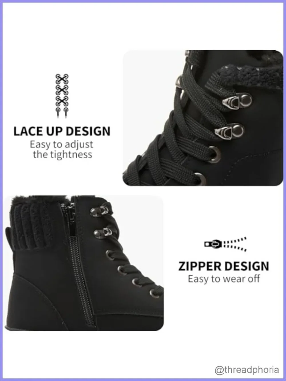 Faux Leather Fuzzy Platform Combat Ankle Snow Boots